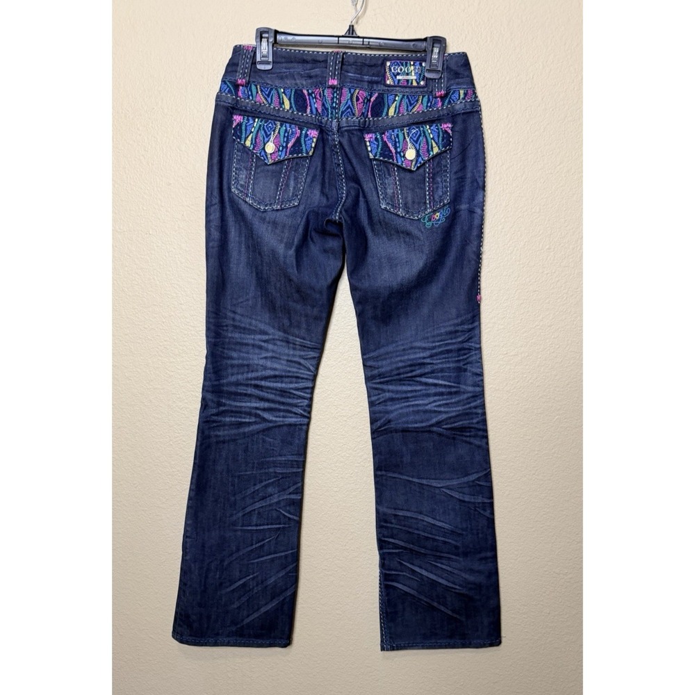 Coogi‎ Y2k Jeans Women's Low Rise Embroidered Size 7/8 Dark Wash Denim - Picture 8 of 10